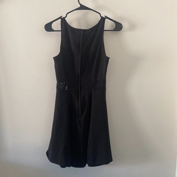 Black Halter Dress with Lace Mid - Picture 2 of 6